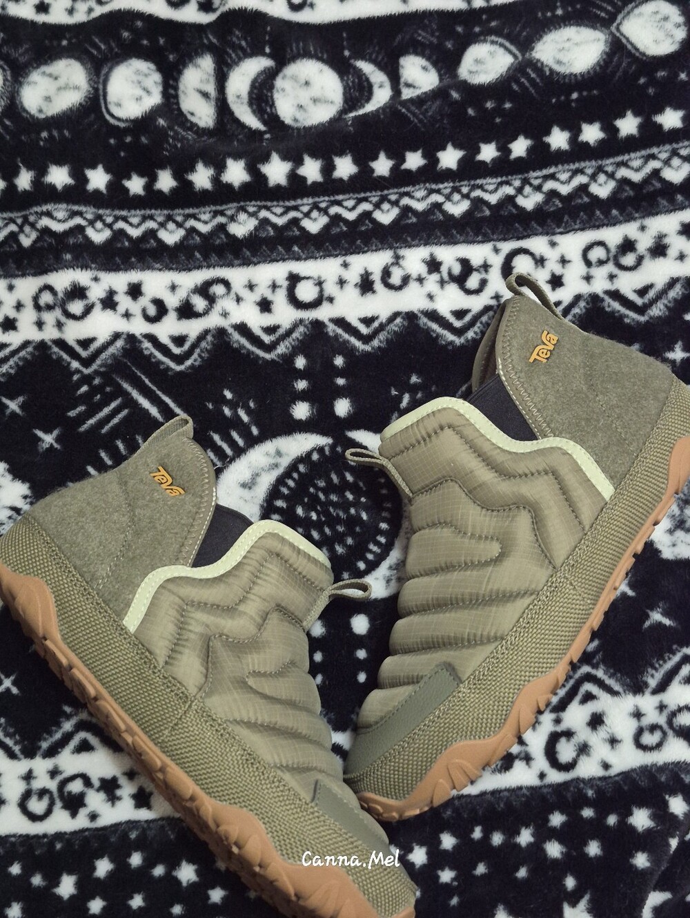Teva Quilted Slip-On Sneakers in Olive Green with Gum Sole